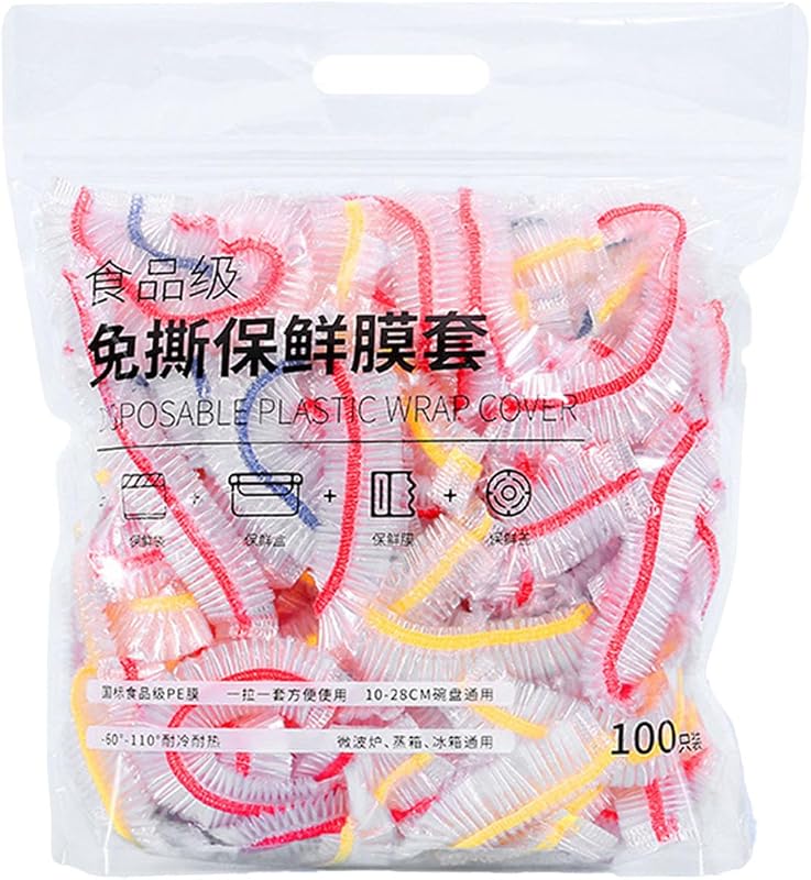 100 Pieces Elastic Food Lids, Disposable Bowls, High Transparency and Elastic Closure, Elastic Flat Cover, for