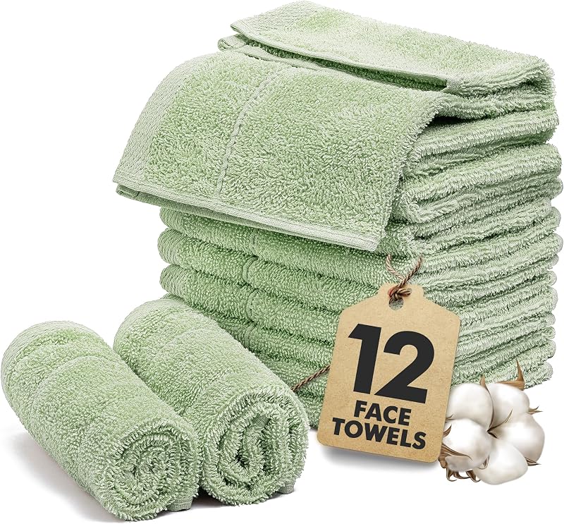 Novo Home 12 Pack 100% Cotton Washcloths - Soft Washcloths Quick Dry Highly Absorbent Washcloths for Bathroom 