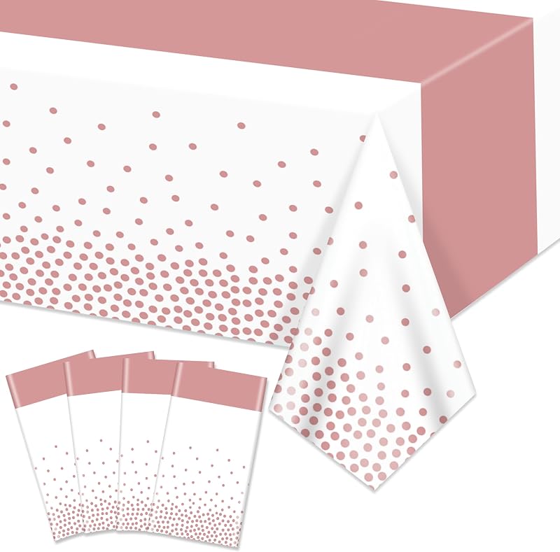 Hegbolke White Rose Gold Tablecloths Set of 4 220 x 130 cm Rectangular Tablecloth for Events
