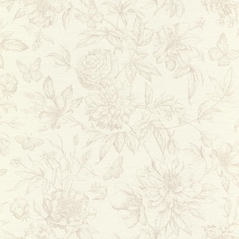 Rasch Non-woven Wallpaper Cream White Floral Pattern Beige Vintage Style Wallpaper 793932 4" L x 0.25" W