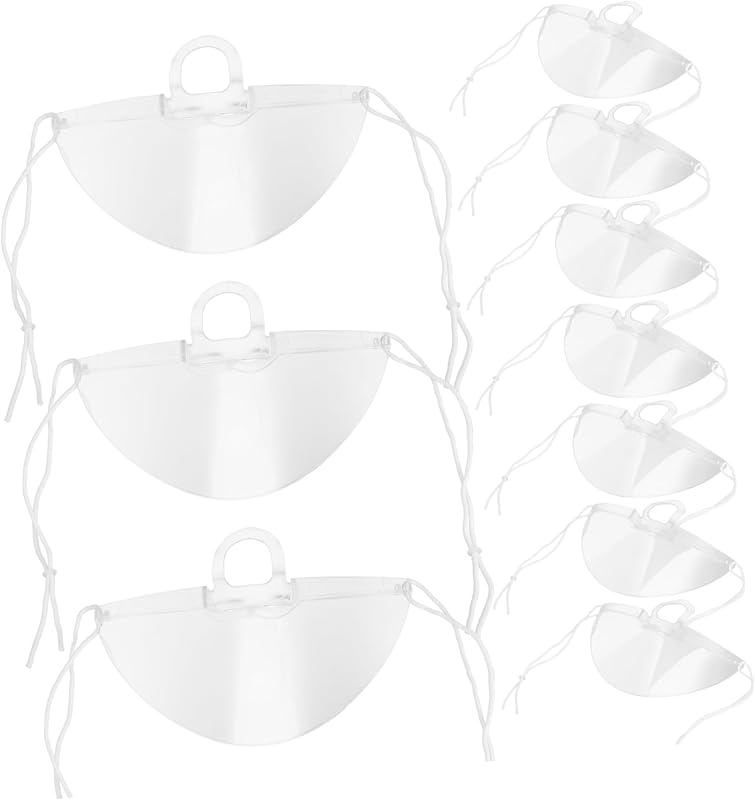 Ciieeo 10 Pcs Plastic Anti-Fog Mask for Restaurants, Food Service and Chefs, Transparent and Breathable, Reusa