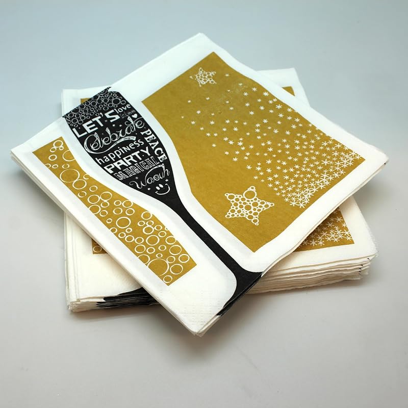 20 Champagne Bubbles Cotton Napkins 3-Ply 33 x 33 cm
