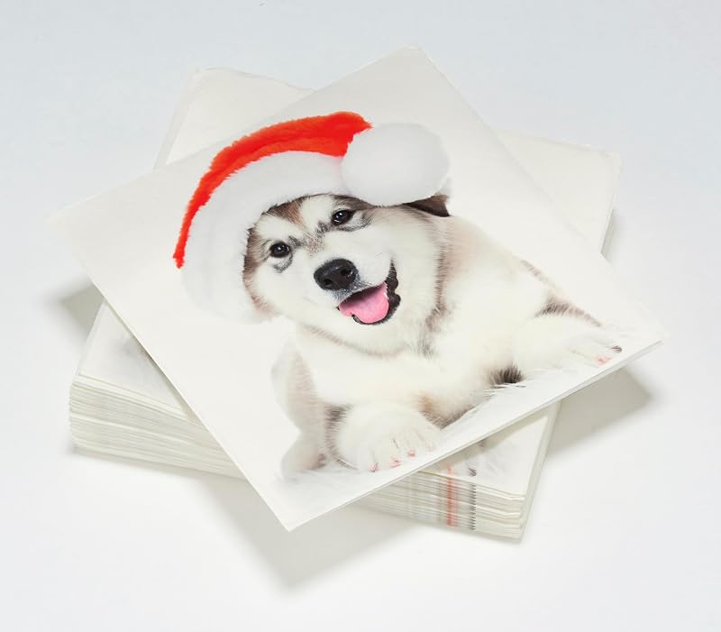 20 Christmas Husky Napkins 3-Ply 33 x 33 cm