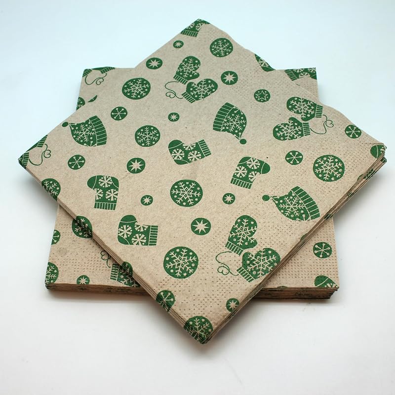 20 Green Cotton Cotton Napkins, 33 x 33 cm