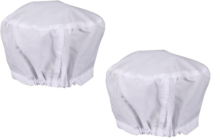 Healeved Pack of 2 Cotton Nurse Caps for Work and Daily Workshop - Medium White