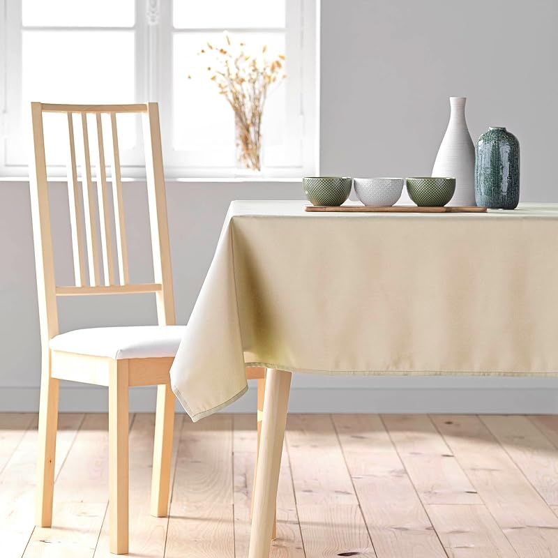 Douceur d'Intérieur, Essential Natural Rectangular Tablecloth (140 x 250 cm) Polyester Plain
