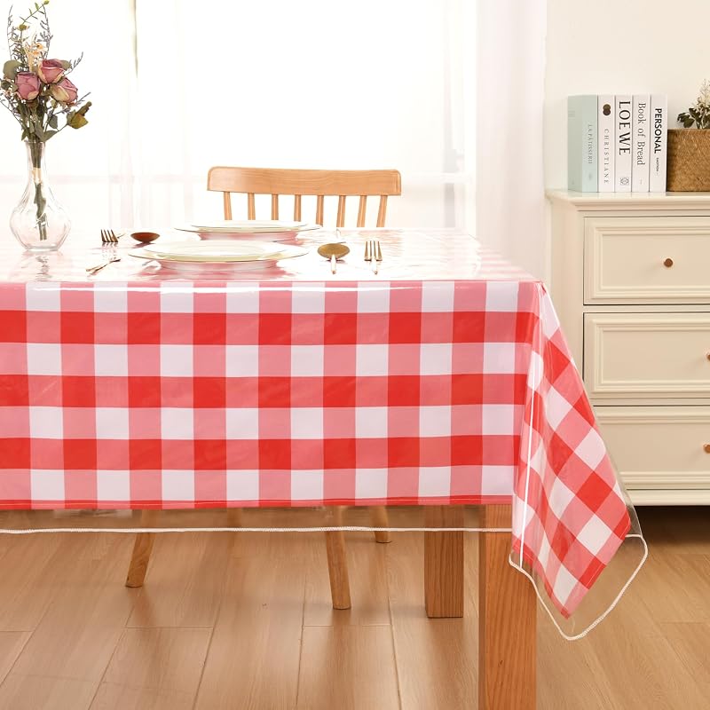 DWCN Nappe carrée en plastique transparent – 100 % imperméable, résistante à l'huile et aux taches – En vinyle
