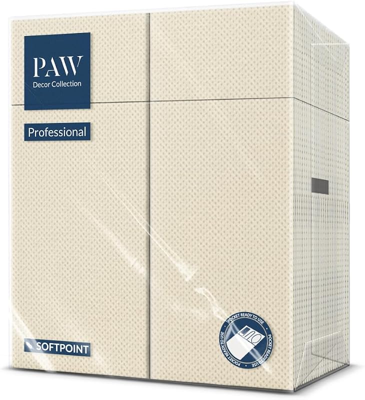 PAW Softpoint Cutlery Napkins (32 x 38 cm, 1/8 Cutlery Pocket) | 50 Pieces | Ideal for Pubs, Hotels or Cafes |