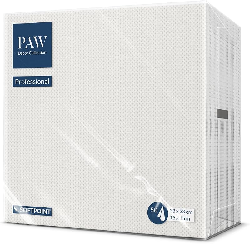 PAW Soft Point Towels (38 x 38 cm) | 50 Gourmet Towels | Soft & Durable | Ideal for Everyday Use, Bars and Caf