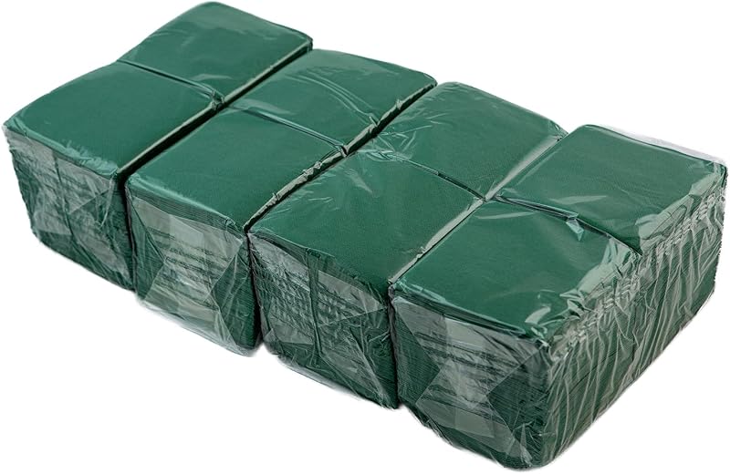 Hostelnovo - 600 Green Napkins - Disposable Paper - Micropoint - 10 x 10 cm (folded) and 20 x 20 cm (unfolded)