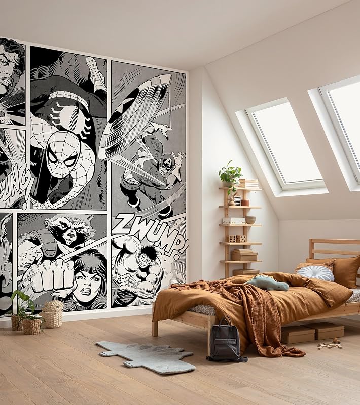 Komar Marvel Classic Comic Panel Monochrome Wallpaper Roll 212 x 250 cm