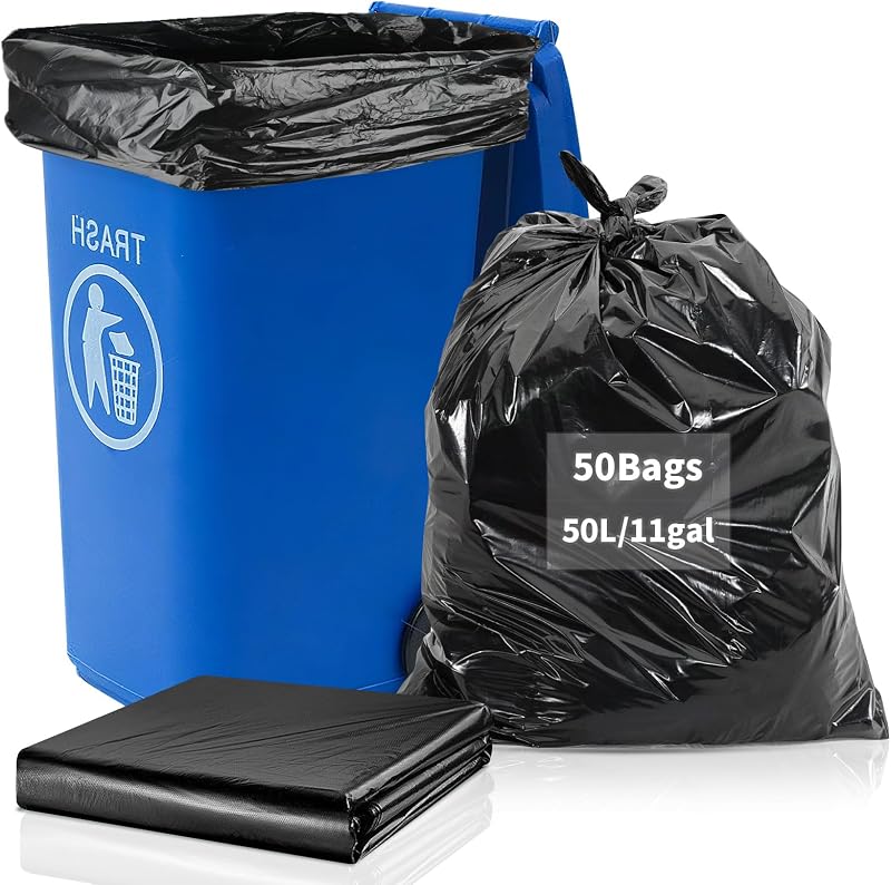 50 x 50 Litre Large Black Plastic Garbage Bags for Everyday Use, Kitchen, Home, Office, Restaurant