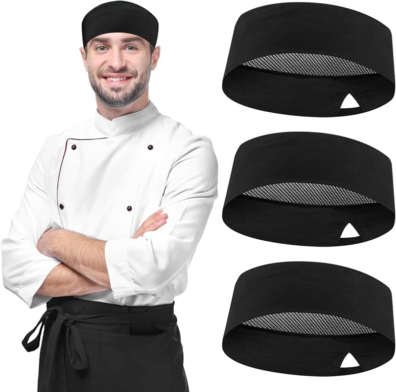 Fjquamitix 3 Pack Unisex Adjustable Chef Hats with Breathable Mesh Top, Kitchen Hat for Kitchen and Other Work
