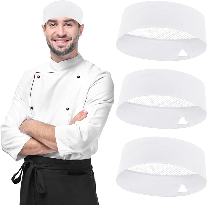 Fjquamitix 3 Pack Unisex Adjustable Chef Hats with Breathable Mesh Top, Kitchen Hat for Kitchen and Other Work