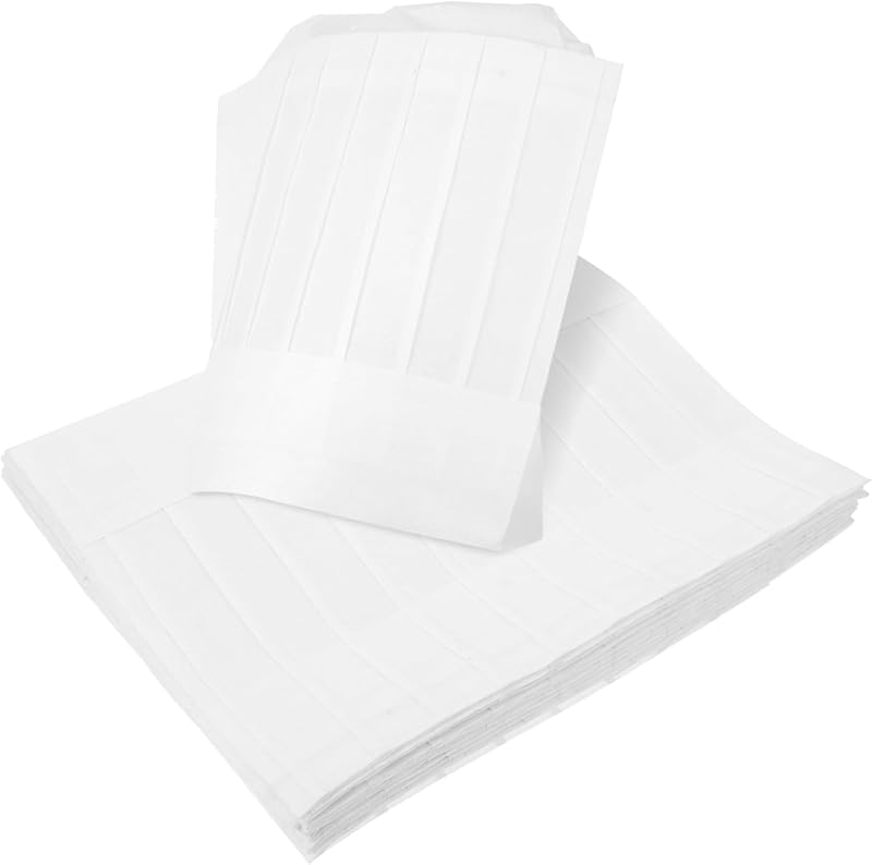 Gatuida Pack of 20 Disposable Breathable Paper Chef Caps for Kitchen, Restaurant, Cafe, Barbecue