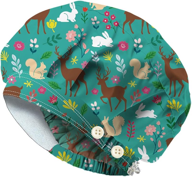 DELORIGIN Casquettes d'infirmière en coton élastique avec bandeau absorbant pour le nettoyage de la cuisine et