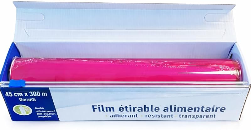 Food Stretch Film 45 cm x 300 m with ZIPcut - Pro Quality Film - Preservation, Packaging & Freshness - Pack of