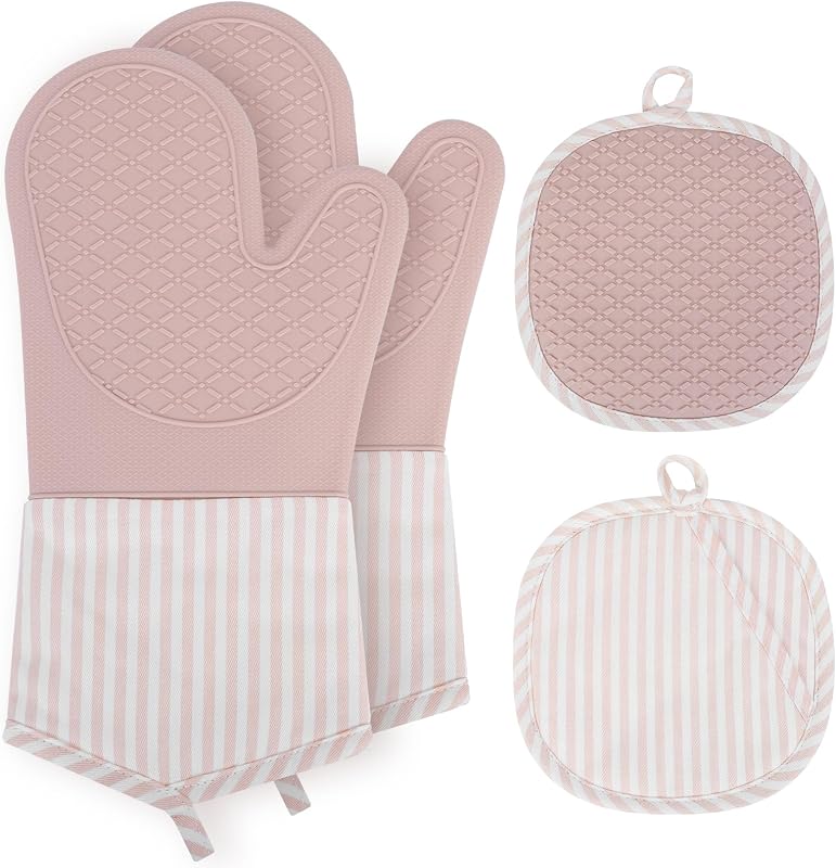 AiQInu Silicone Oven Glove, 230°C Resistant Silicone Oven Glove, Anti-Skip Heat Oven Glove for Cooking and Gri