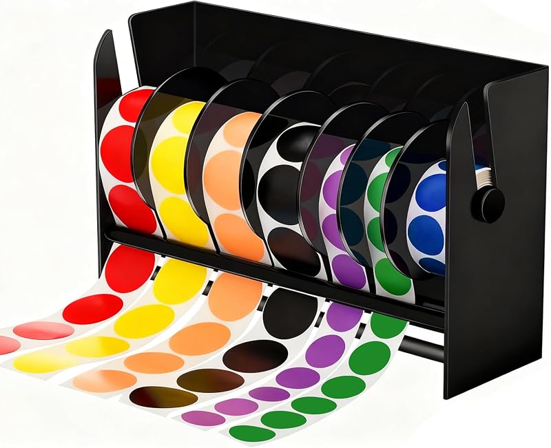 Acrylic Sticker Roll Dispenser, Multi-Use Adjustable Label Dispenser, Acrylic Label Dispenser, 6 Disc Dispense
