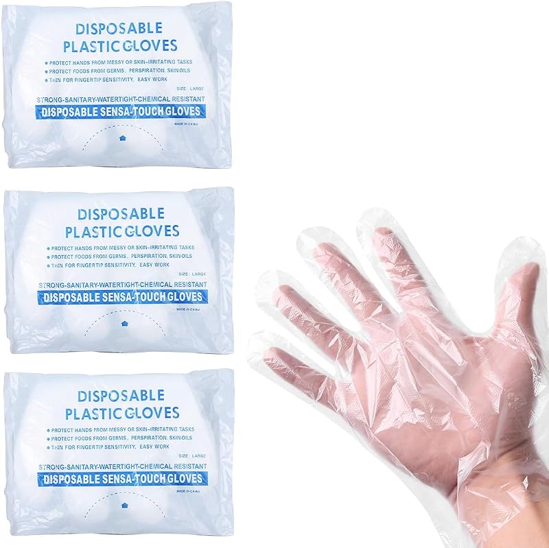 300 x Disposable Food Grade Plastic Gloves, One Size