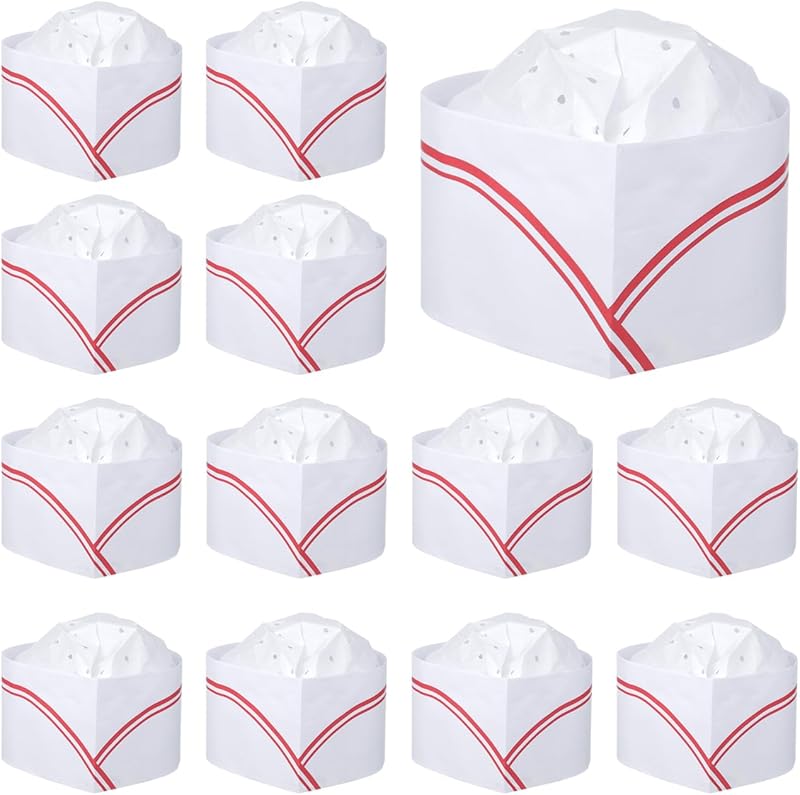 Gatuida Disposable Paper Chef Hat 20 Pieces Adjustable Kitchen Paper Hat with Light Air Holes for Kitchen, Res