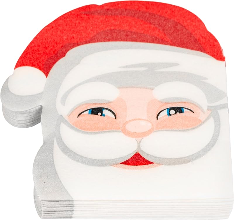HEKU Airlaid Premium Disposable Christmas Napkins, Pack of 12, Fabric Look, Santa Design, Round and Particular