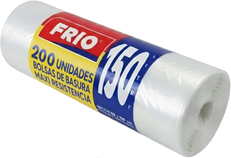 FRIO 200 Transparent Bin Liners, 150 L, Heavy Duty and Waterproof, with Tie Closure, Large Economy Pack 80 x 1