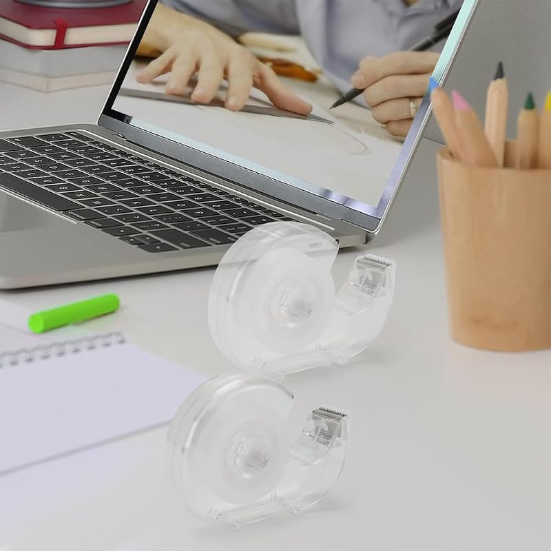 3 Rolls Clear Tape with Dispenser, 3/4" x 1000" and Refillable Dispensers, Office Tape Rolls with Dispenser Bu