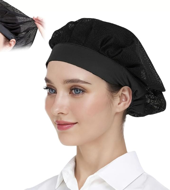 Breathable Chef Hat, 360 Degree Air Circulating Work Cap, Dustproof Comfortable Mesh for Catering, Baking