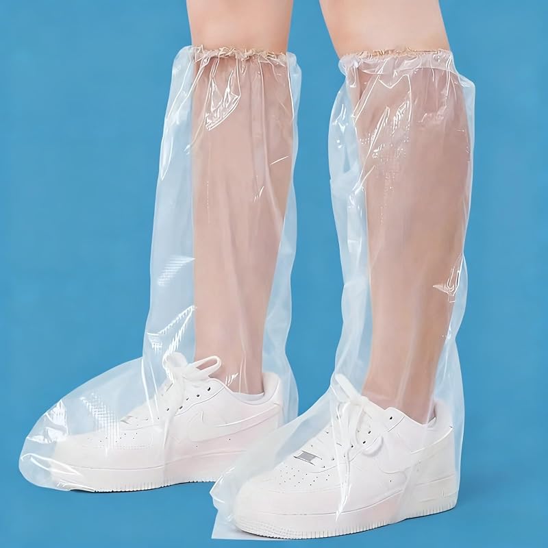 10 Pairs of Disposable Boot Covers - High Waterproof and Non-Slip - White