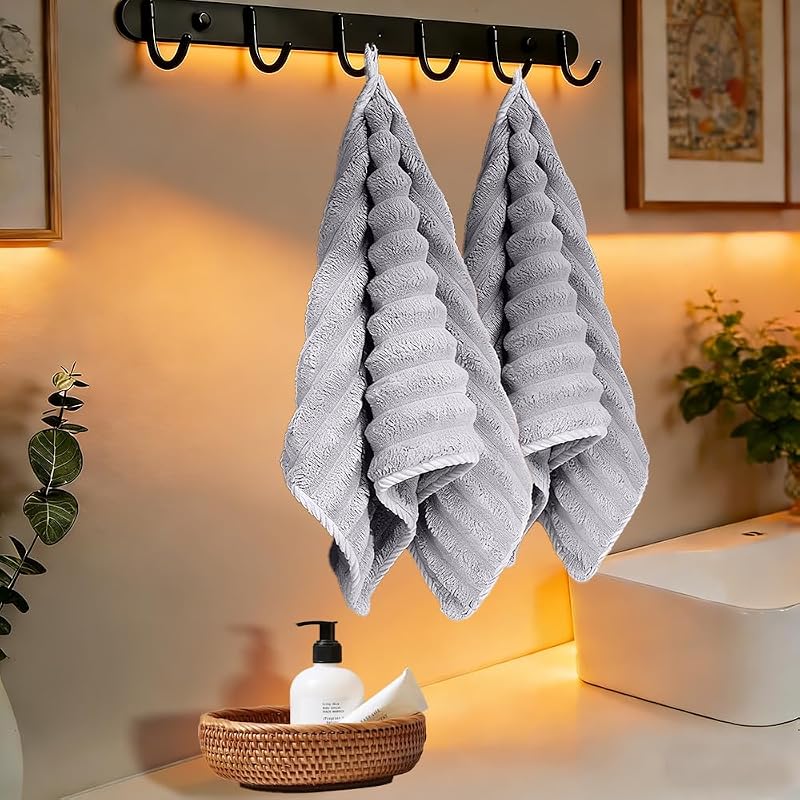 Premium Coral Velvet Hand Towel with Hanging Loop, Soft Coral Velvet Small Hand Towel for Kitchen, Bathroom, H