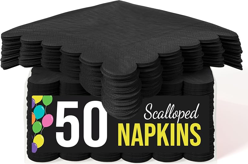 Party Solids Lot de 50 serviettes de table jetables en papier festonné double épaisseur, pliées, pour usage qu
