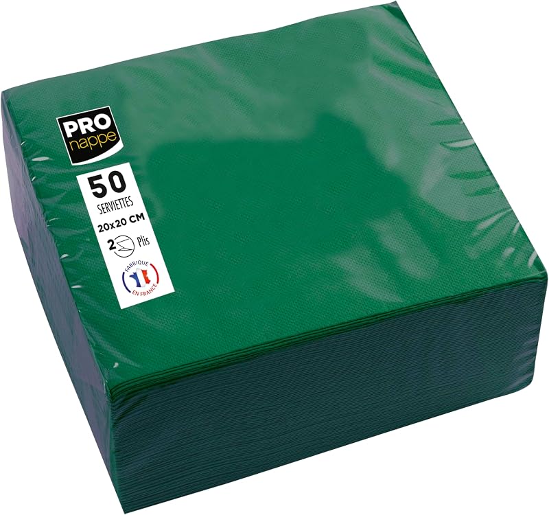 Pronappe SV622007I Cocktail Napkins 20 x 20 cm 2-Ply Micro-Embossed Paper 2 Ply Pine Green