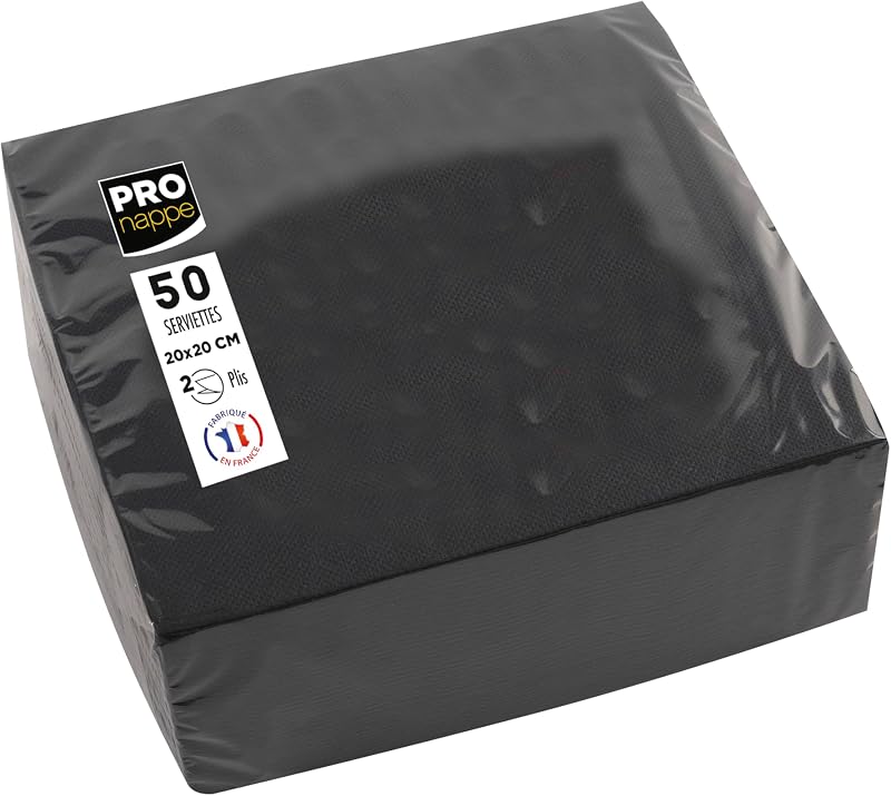 Pronappe SV622021I Cocktail Napkins 20 x 20 cm Micro-Embossed Paper 2 Ply Wadding Black Ref SV622021I