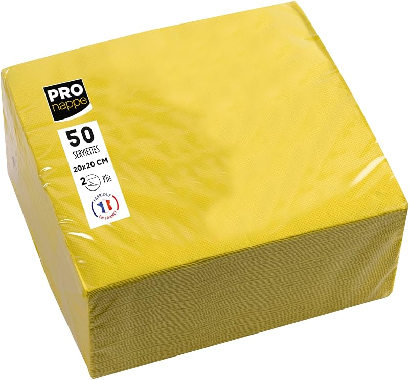 Pronappe SV622024I Cocktail Napkins 20 x 20 cm 2-Ply Micro-Embossed Paper 2 Ply Yellow
