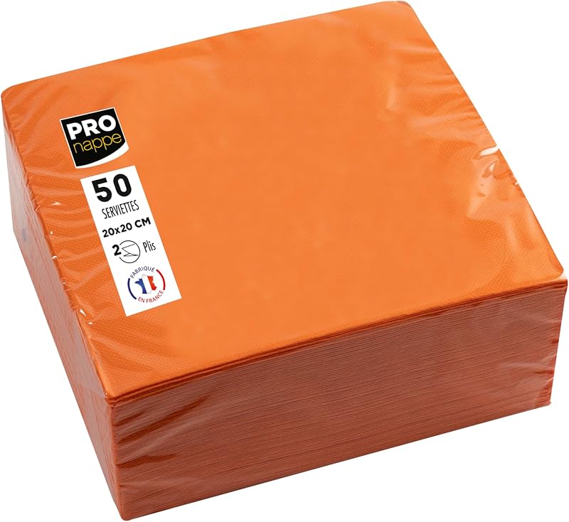 Pronappe SV622012I Cocktail Napkins 20 x 20 cm 2-Ply Micro-Embossed Paper 2 Ply Orange