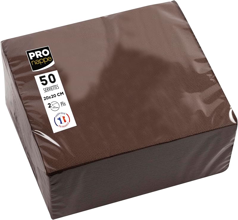 Pronappe SV622011I Cocktail Napkins 20 x 20 cm 2-Ply Micro-Embossed Paper 2 Ply Chocolate