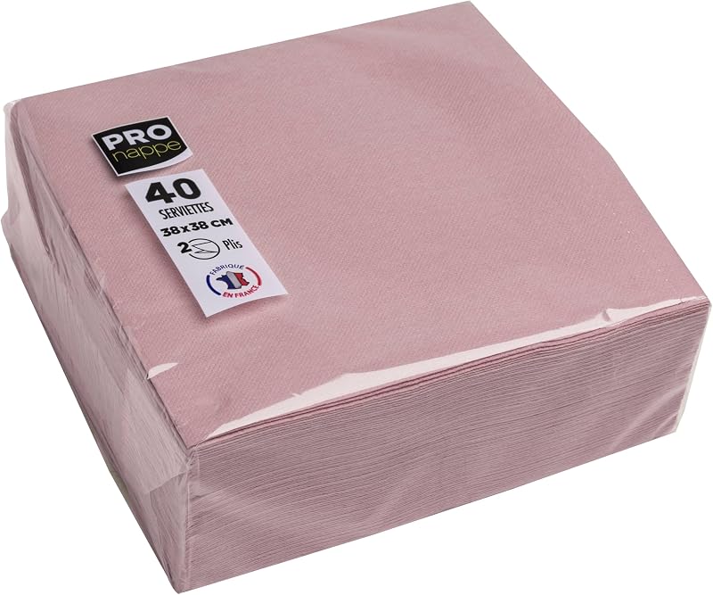 PRONAPPE SV623803I 40 Napkins 38 x 38 cm Micro-Embossed Paper 2-Ply Wadding Old Pink