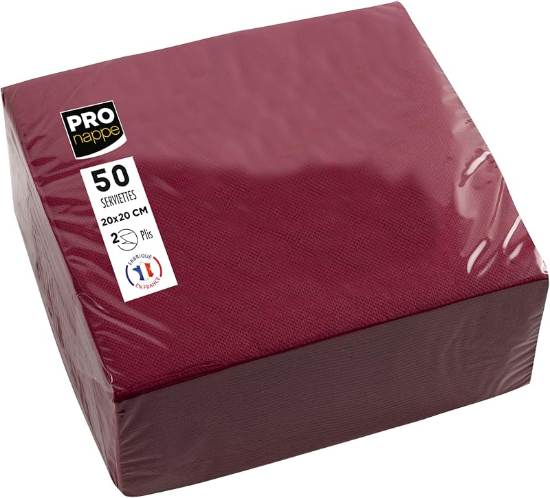 Pronappe SV622008I Cocktail Napkins 20 x 20 cm 2-Ply Micro-Embossed Paper 2 Ply Burgundy