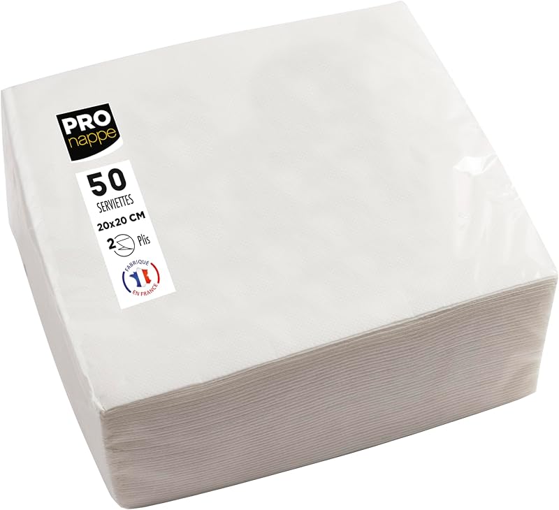 Pronappe SV622001I Cocktail Napkins 20 x 20 cm Micro-Embossed Paper 2 Ply Wadding White Ref SV622001I