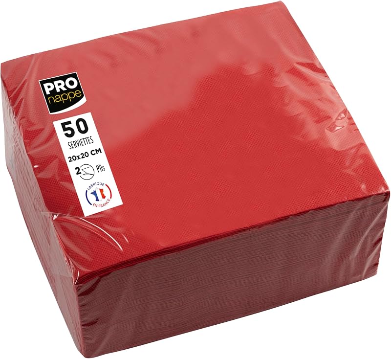 Pronappe SV622009I Cocktail Napkins 20 x 20 cm Micro-Embossed Paper 2 Ply Wadding Red Ref SV622009I