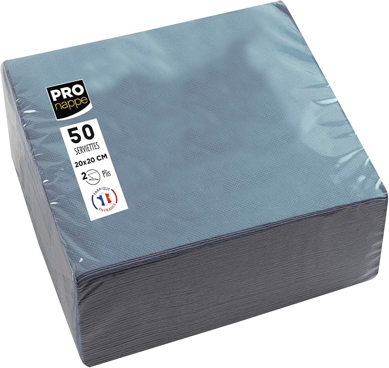 Pronappe SV622030I Cocktail Napkins 20 x 20 cm Micro-Embossed Paper 2 Ply Wadding Grey Ref SV622030I