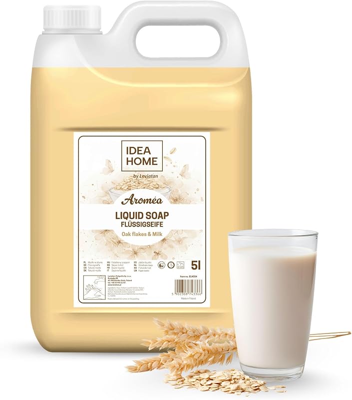 Idea Home AROMEA Liquid Hand Soap Oat Flakes & Milk 5L – Economical Refill Can – Gentle pH Neutral Formula – f