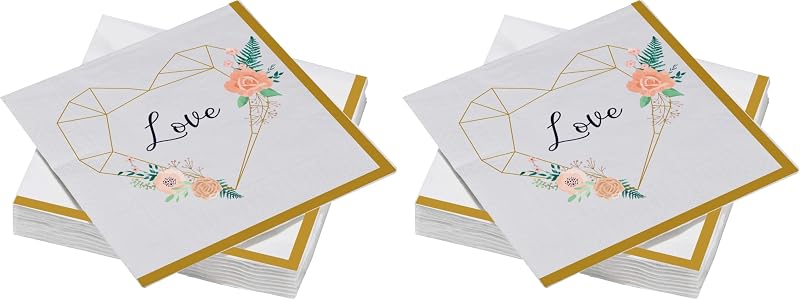 LE NAPPAGE Arts de la Tableware 20 Cotton Napkins 33 x 33 cm 3-Ply Golden Love (Pack of 2)