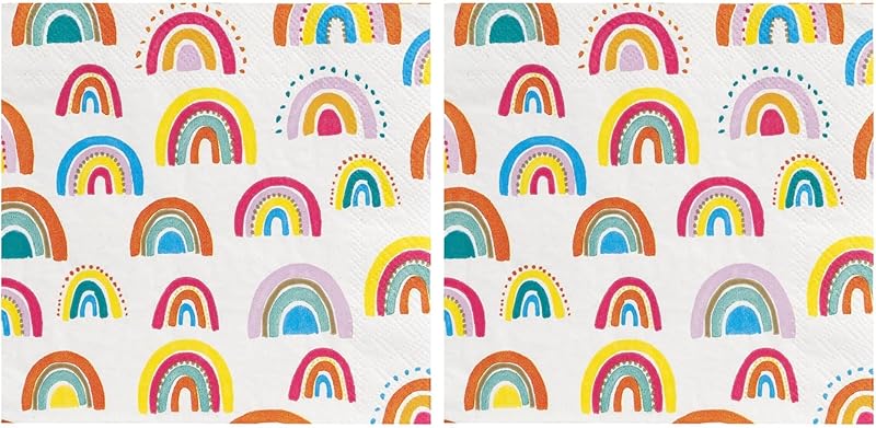 Talking Tables 20 x Rainbow Cocktail Napkins Disposable for Birthday Baby Shower Party Kids 1st Birthday Easte