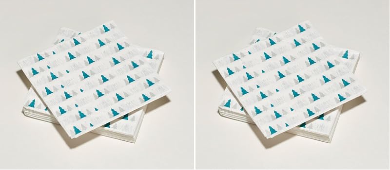Pack of 20 Cotton Wadding Napkins 33 x 33 cm 3-Ply Xmas Tree Blue Silver