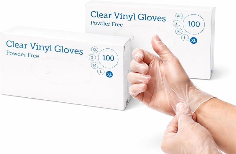 1ABOVE Lot de 200 gants jetables en vinyle transparent | Latex | Sans poudre | Utilisation pour la nourriture,
