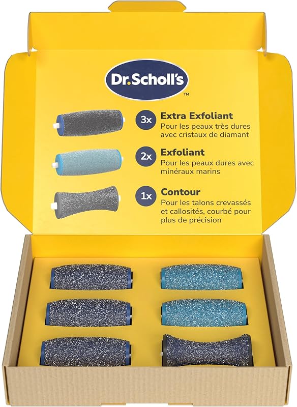 Dr. Scholl's Pack of 6 Replacement Rollers for Electric Rasp - Removes Calluses, Includes 3 Extra Heads, 2 Exf