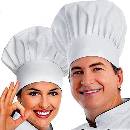 HXSEMAYIG Lot de 2 chapeaux de chef réglables pour homme et femme (blanc)