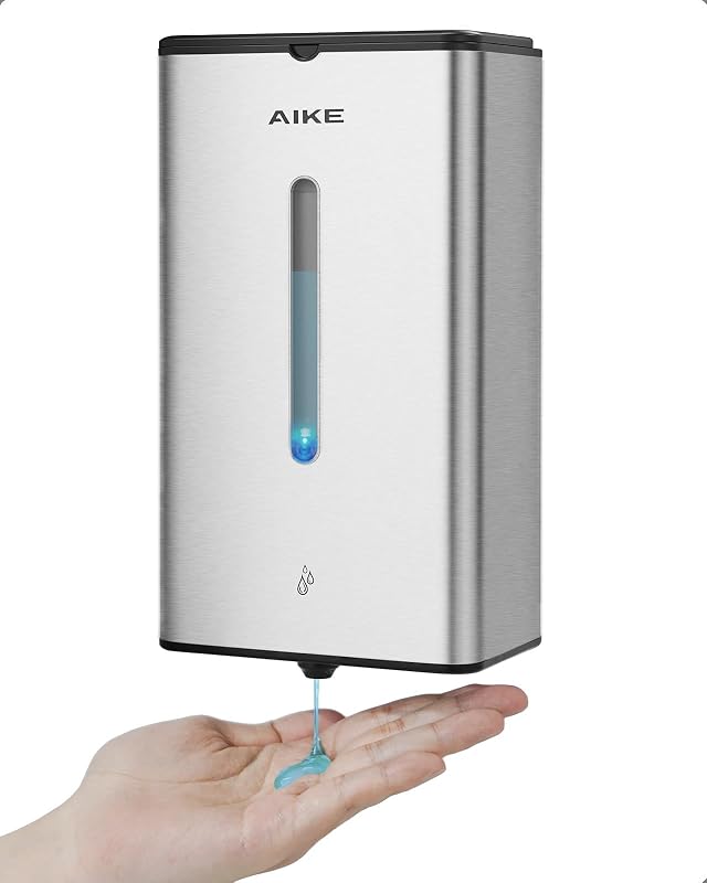 AIKE Square Automatic Liquid Soap Dispenser, 1000 ml, Wall Mounted, Stainless Steel Finish, AK1207